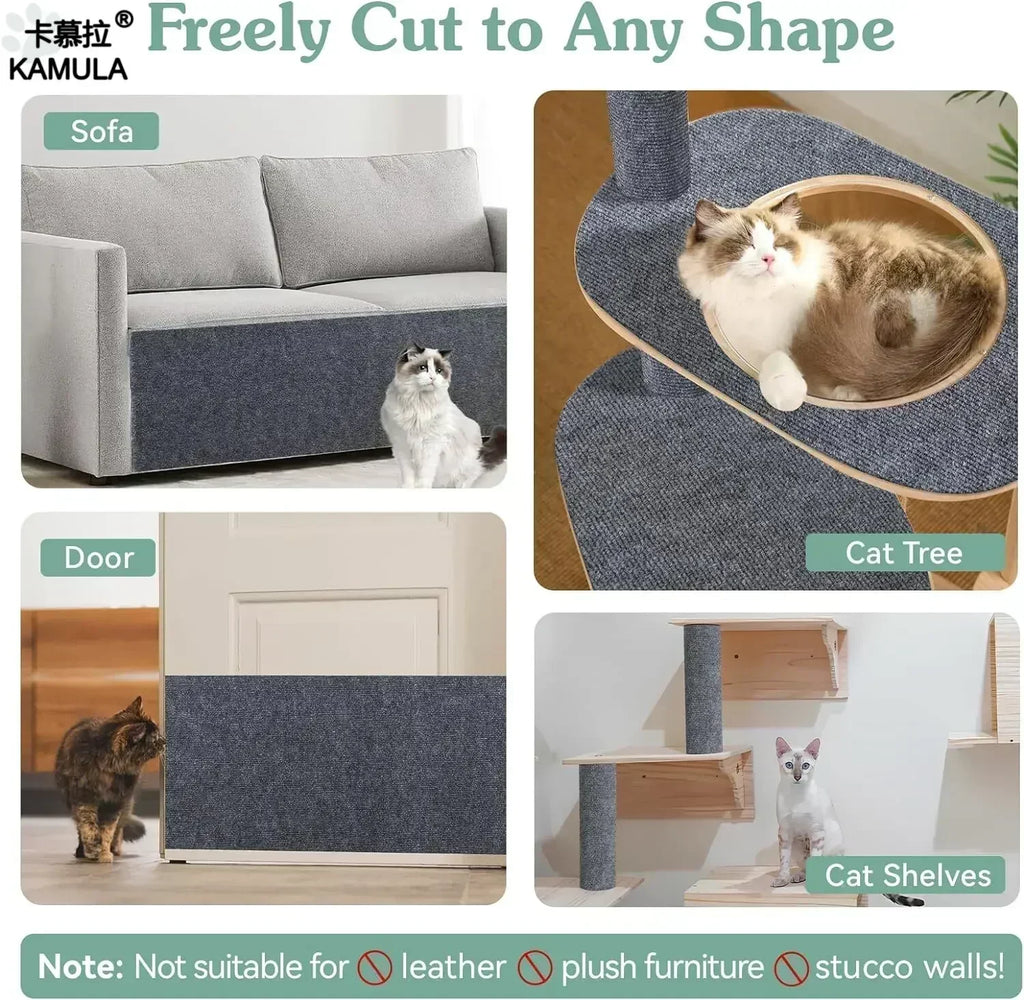 Trimmable Self Adhesive Cat Scratch Carpet Mat Anti Scratch Wall Scratcher Furniture Protector Cat Claw Grinding Pad 7 Colors