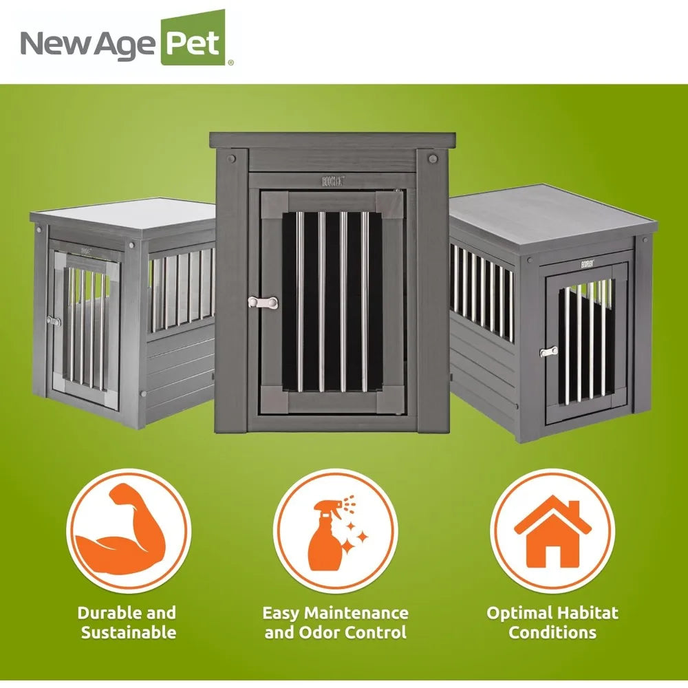 ecoFLEX Pet Crate/End Table, Small, Grey, Model:EHHC405S
