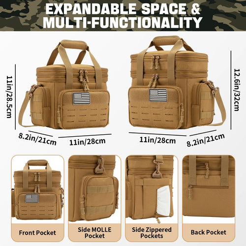 18L Insulated Cooler Bag Tactical Lunch Box for Men Expandable Work Camping Outdoor Picnic Heavy Duty Leakproof Thermal Bag