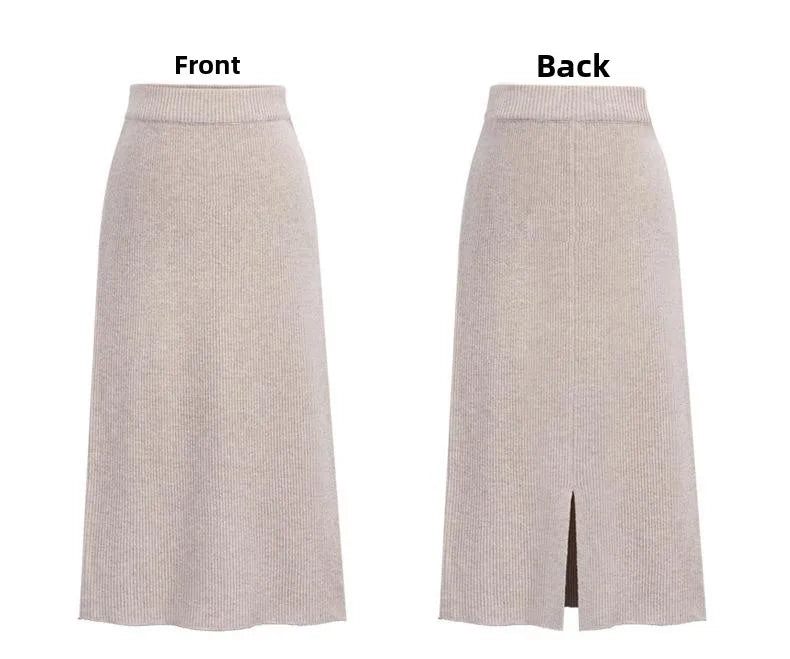 Elegant Mid-Length plus Size Woolen Half Skirt Women's Fashion Spring Autumn Winter Seasonal Batwing Style Skirt