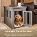 ecoFLEX Pet Crate/End Table, Small, Grey, Model:EHHC405S