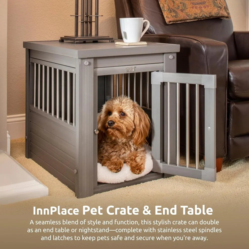 ecoFLEX Pet Crate/End Table, Small, Grey, Model:EHHC405S