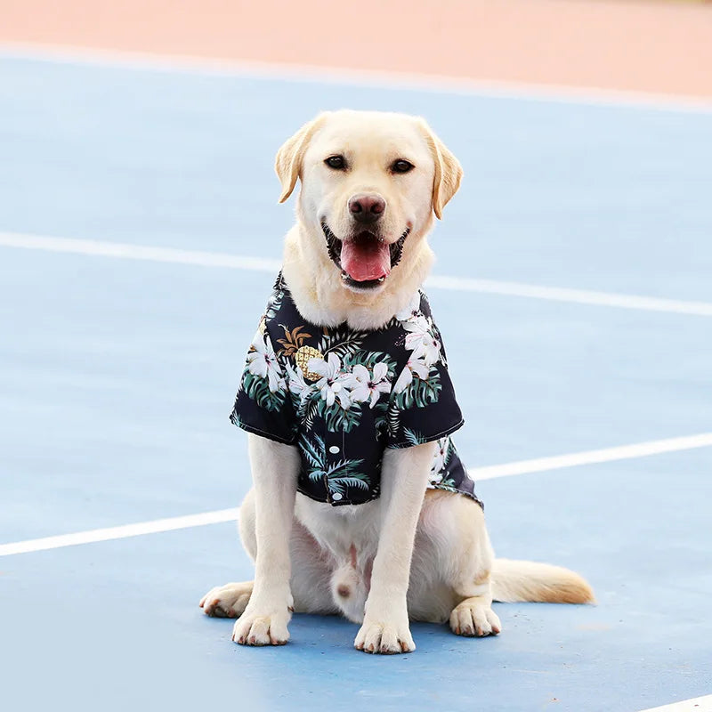 Plus Size Dog Summer Breathable Hawaiian Floral Pet Shirt Universal for Teddy Golden Retriever Labrador Pet Holiday Clothes